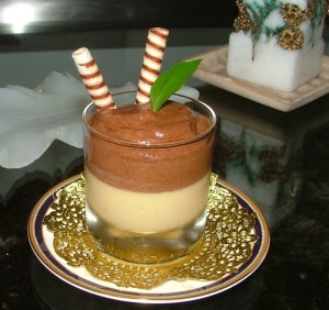 crema jenjibre con espuma de chocolate